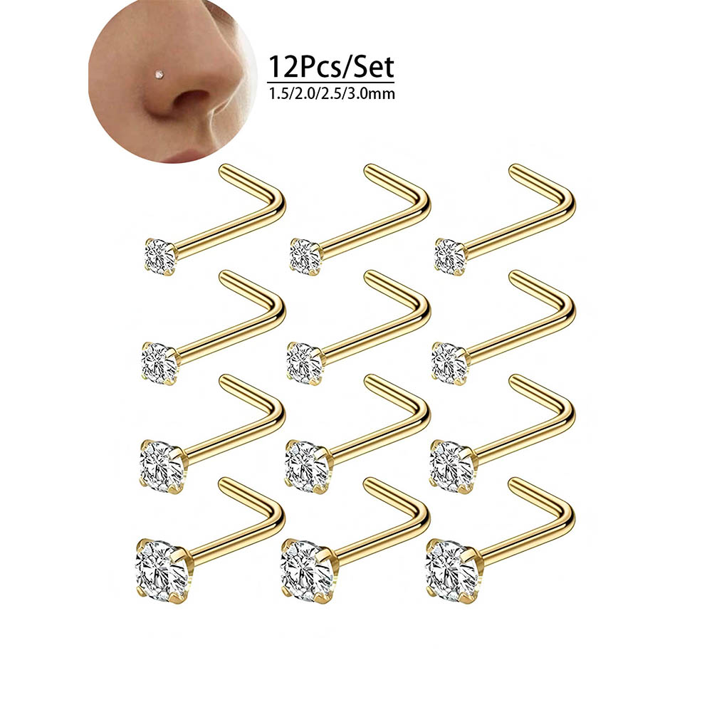 12-Piece Full Set 316L Hypoall - Body Jewelry Nose Ring avaliação e preço