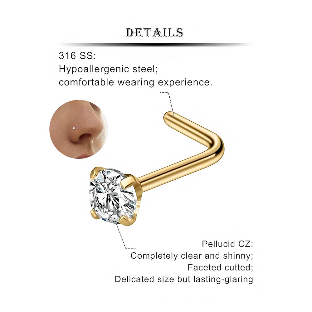 12-Piece Full Set 316L Hypoall - Body Jewelry Nose Ring avaliação e preço