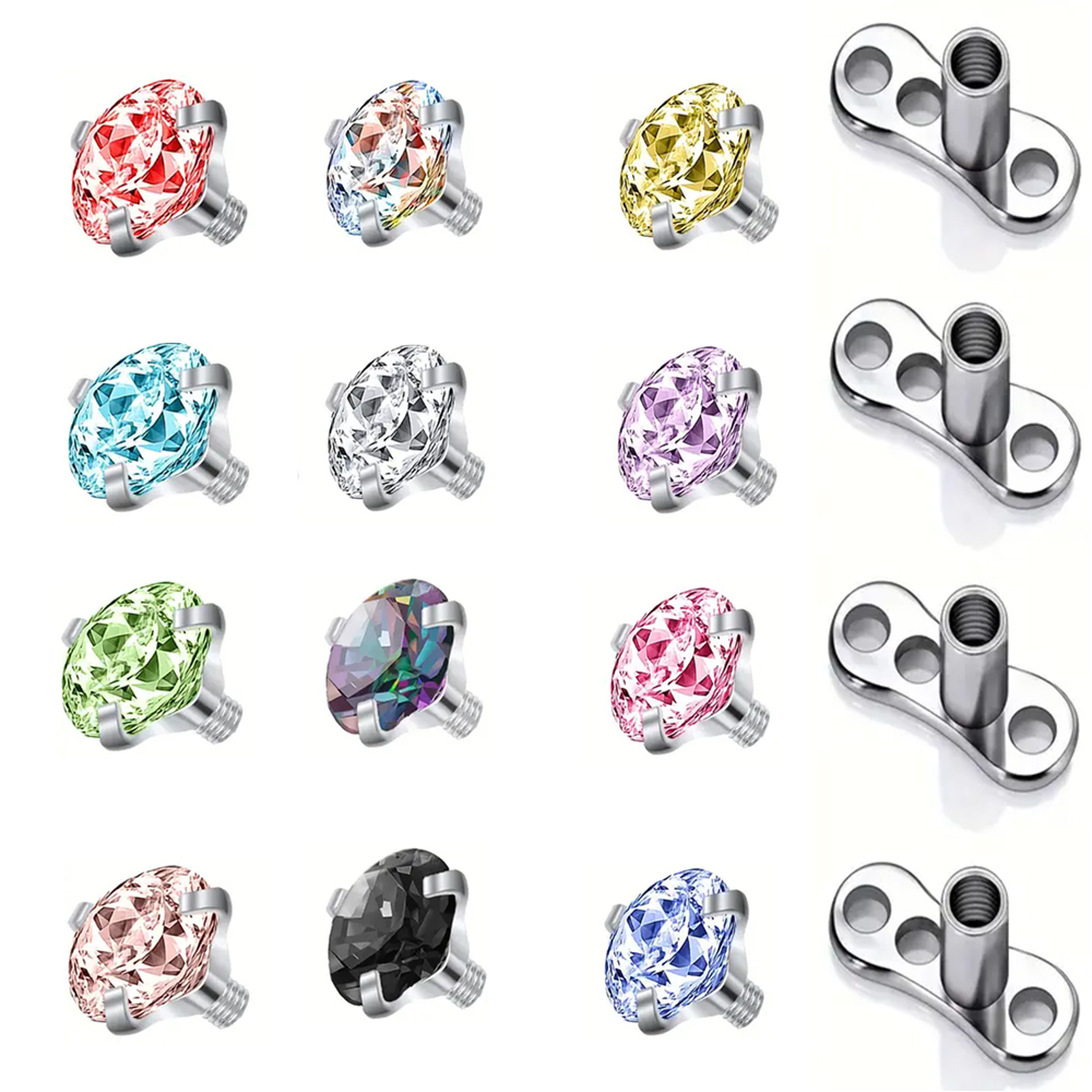 16PCS Crystal Zircon Dermal An - Body Jewelry Dermal avaliação e preço