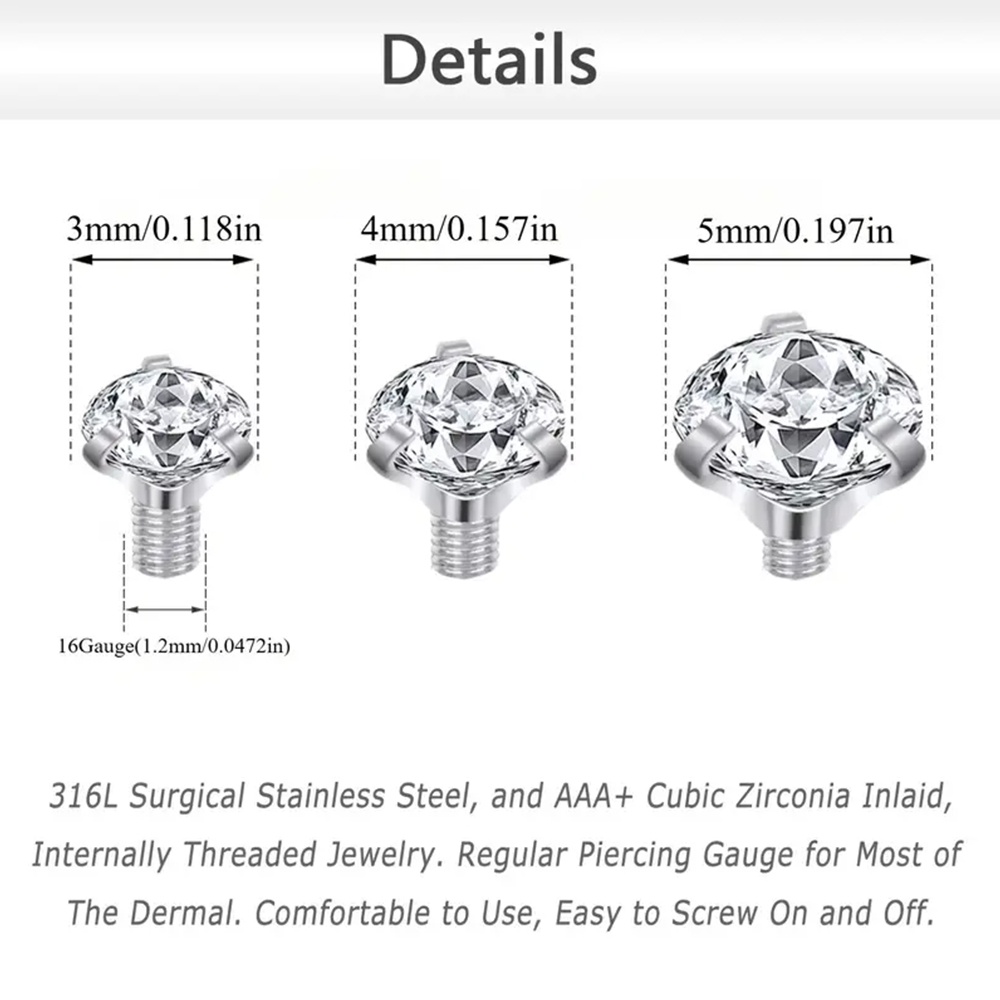 16PCS Crystal Zircon Dermal An - Body Jewelry Dermal avaliação e preço